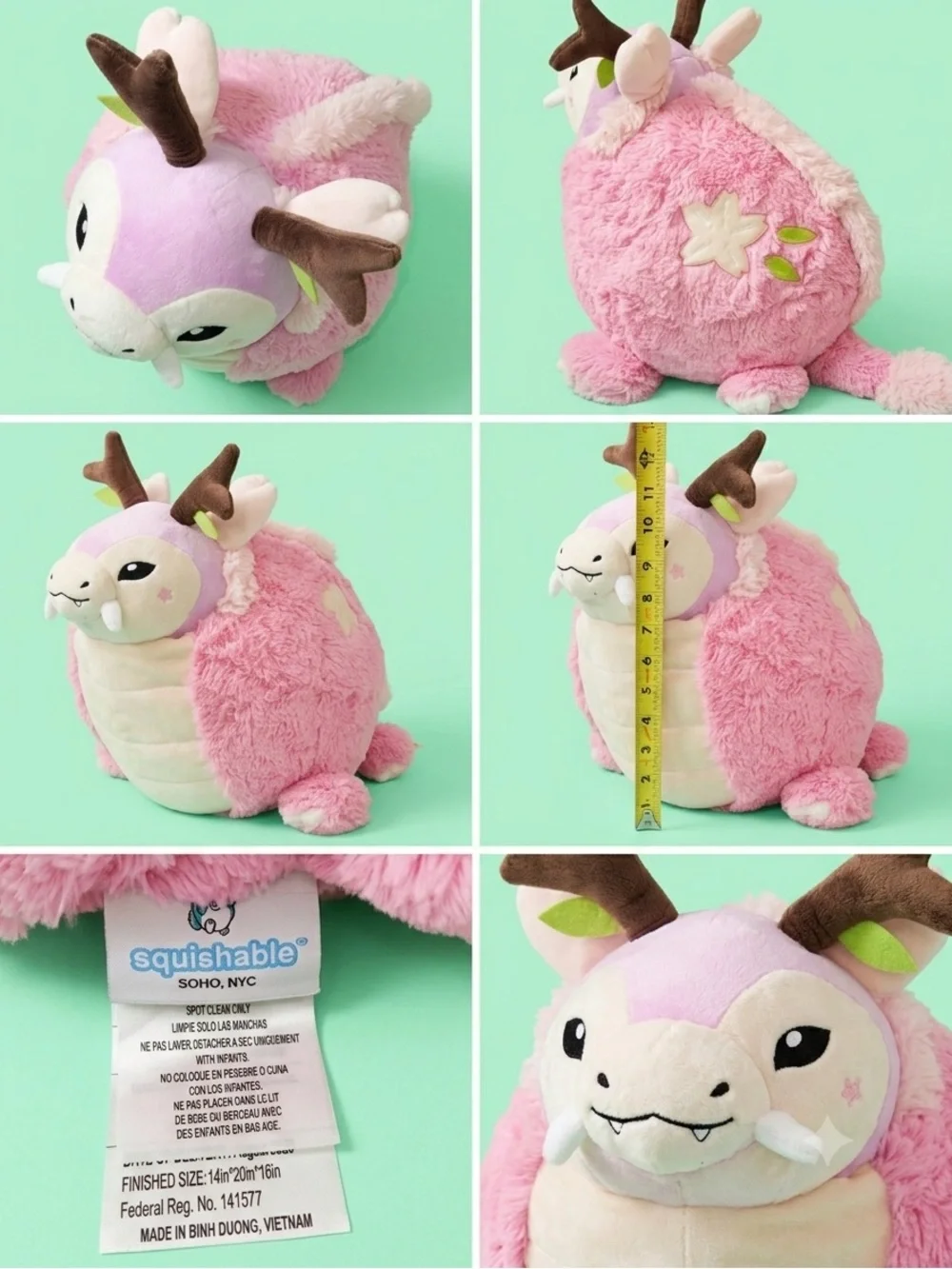 Squishable Jumbo Sakura Dragon Plush - Picture 5 of 6